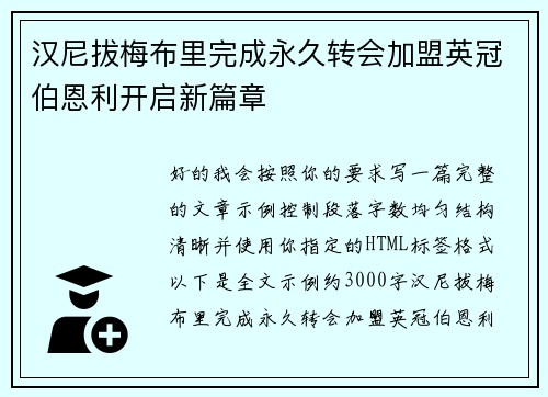 汉尼拔梅布里完成永久转会加盟英冠伯恩利开启新篇章